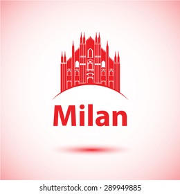 Milan Italy city skyline silhouette. Vector illustration