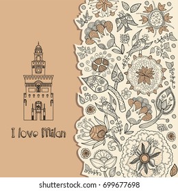 Milan. Italy. Decorative background with text