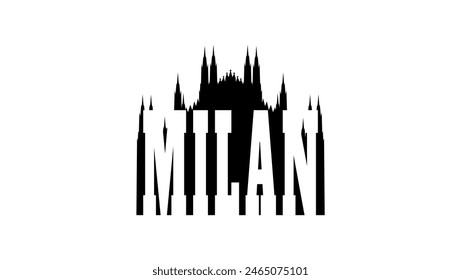 Milan Italy emblem, black isolated silhouette