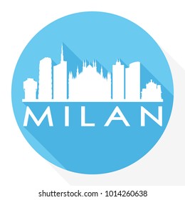 Milan Italy Europe Flat Icon Skyline Silhouette Design City Vector Art Famous Buildings.