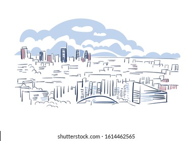 Milan Italy Europe vector sketch city illustration line art