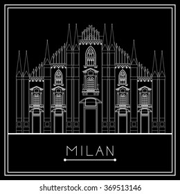 Milan. Italy. Lombardy. Milan Cathedral. Suitable for invitation, flyer, sticker, poster, banner, card,label, cover, web. Vector illustration.