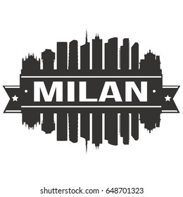 Milan Italy Skyline Silhouette Design City Vector Art Landmark Logo.