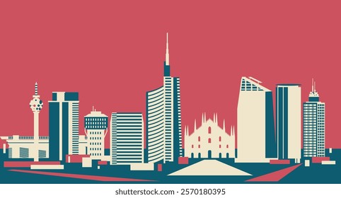 Milan Italy skyline vector illustration