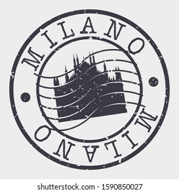 Milan Italy Stamp Postal. Silhouette Seal. Passport Round Design. Vector Icon. Design Retro Travel. National Symbol.