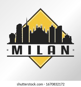 Milan, Metropolitan City of Milan, Italy Skyline Logo. Adventure Landscape Design Vector Illustration.