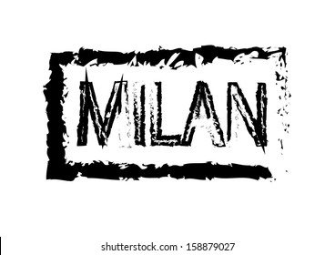 Milan Passport Style Stamp. Vector