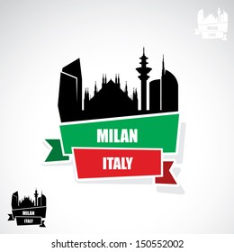 Milan ribbon banner - vector illustration