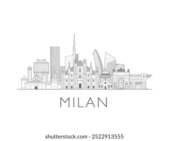 Milan skyline cityscape vector illustration