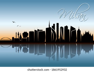 Milan skyline Italy cityscape vector illustration