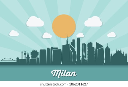 Milan skyline Italy cityscape vector illustration