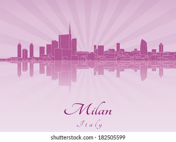 Milan skyline in purple radiant orchid in editable vector file