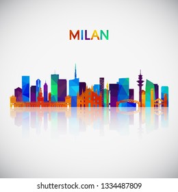 Milan skyline silhouette in colorful geometric style. Symbol for your design. Vector illustration.