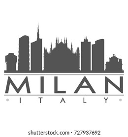 Milan Skyline Silhouette Design City Vector Art