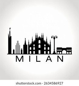 Silhueta do horizonte de Milão — Ilustração histórica e contemporânea do vetor da cidade italiana