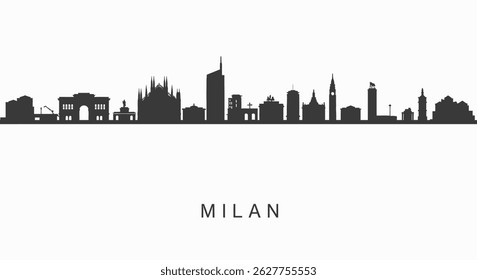 Milan Skyline Silhouette with Italy Cityscape.