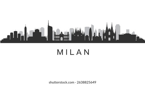 Milan Skyline Vector Italy Cityscape Silhouette.