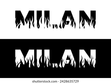 Milan text logo, typography print or slogan. Modern London banner design. Vector illustration.