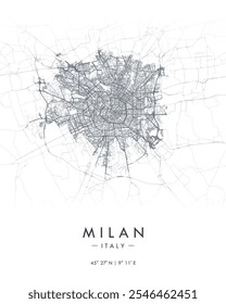 Milan vector map. Detailed map of Milan in Italy. Best free vector illustration. Tourist decorative street map.