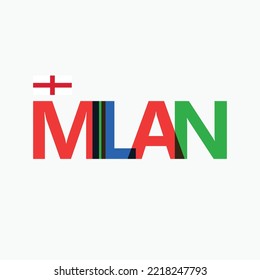 Vector de Milán RGB superposición de letras tipografía con bandera. La decoración del logotipo de la ciudad de Italia.