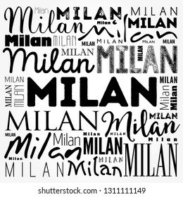 Milan wallpaper word cloud, travel concept background