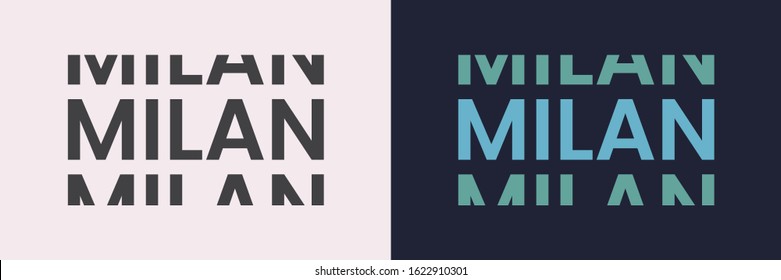 Milan word typography in minimal style. Rome text for tee or banner. Modern trendy typography design for apparel, t shirt print, design.