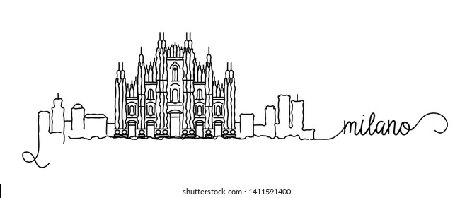 Milano City Skyline Doodle Sign