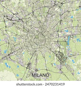 Milano, Italy map poster art