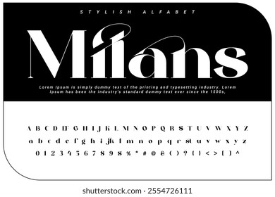 Milans Stylish alphabet display vector font and Beautiful luxury Font