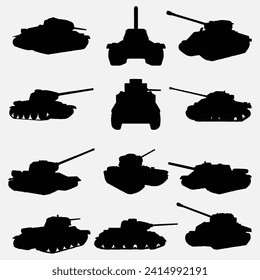 Milatary tank panzer Silhouette Set