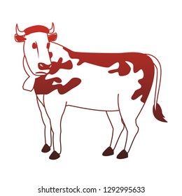Milch cow cartoon red lines