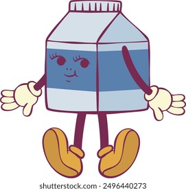 Milck character retro groovy mascot