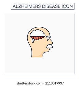 Mild Alzheimer disease color icon. Initial ill stage. Neurologic disorder concept.Isolated vector illustration