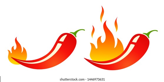 Mild and hot chilli pepper. Vector emblems jalapeno or chilli peppers. Chili pepper.