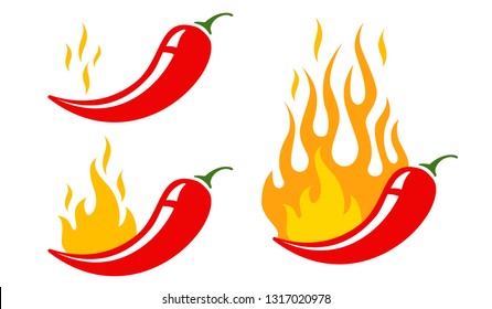 Mild, medium and hot chilli pepper. Vector emblems jalapeno or chilli peppers. Chili pepper.