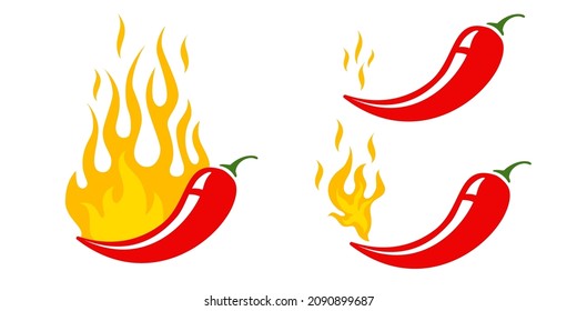 Mild, medium and hot chilli pepper. Vector emblems jalapeno or chilli peppers. Vector icons of Chili pepper.