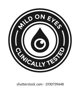 Mild on eyes clinically tested vector badge template. This design use liquid drop symbol. Suitable for soap product or other.