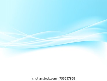 Mild soft futuristic blue wave lines layout - abstract gradient smoke border technology background. Vector illustration