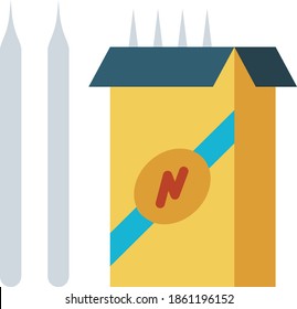Mild Steel Welding Electrode with Packaging Concept, Rod Vector Color Icon Design, Arc welding equipment and Metal Work Symbol on white background, Construction and Industrial manufacturing Sign