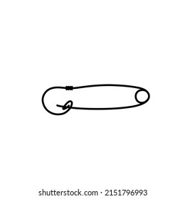 Mild Steel Wire Safety Pin Logo Icon Sign Vintage Old Design Hand Drawn Symbol Element Doodle Cartoon Style Fashion Print For Clothes Apparel Greeting Invitation Card Badge Ad Banner Poster Flyer Book