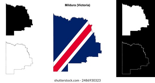 Mildura (Victoria) outline map set