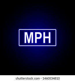 mile kilometer hours icon in blue neon style.. Elements of time illustration icon. Signs, symbols can be used for web, logo, mobile app, UI, UX