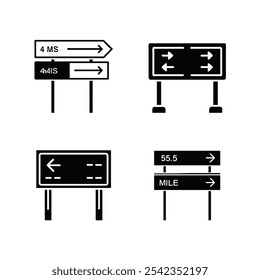 Mile Marker Informational Signs Vector Illustration