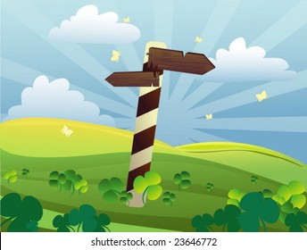 mile post on the clover glade in summer day