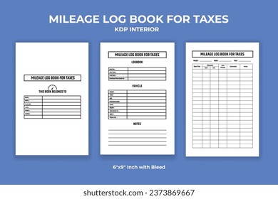 Mileage Log Book for Taxes KDP Interior