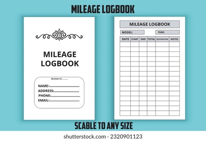 Mileage logbook. Low content kdp interior design template