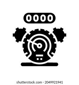 Glyph-Symbol für Meilen-Rollback-Symbol, Vektorgrafik. Kilometerrückenschild. isoliertes Kontursymbol