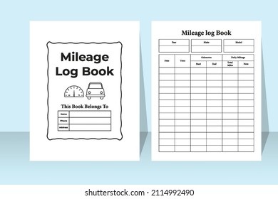 Mileage tracker notebook. Mileage checklist interior template. Mileage tracker journal. Daily mileage checklist planner. Logbook interior. Vehicle management logbook.