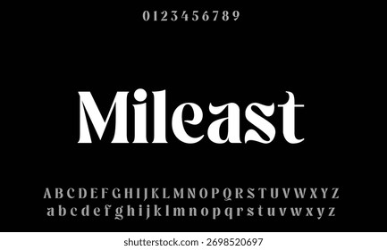 Mileast vector font alphabet with numbers