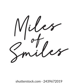 miles of smiles text on white background.